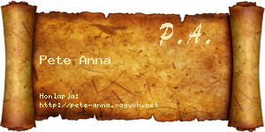 Pete Anna névjegykártya